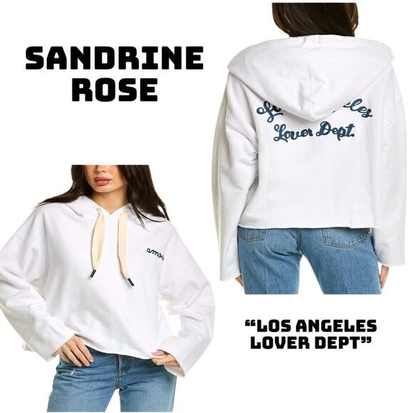 NWTs Sandrine Rose Oversized Raw Edge Hoodie Size Small - Picture 1 of 11